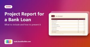 Bank loan project report slide showing cost of project